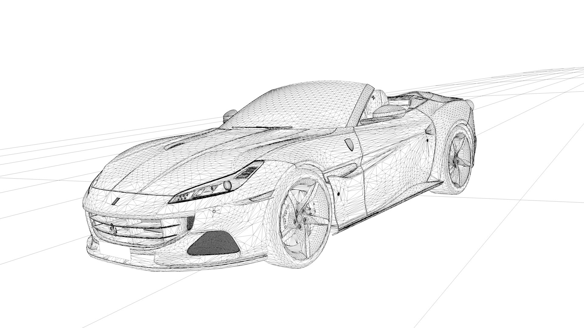 大判　Ferrari Portofino M デザインスケッチ 大判 Ferrari Portofino M デザインスケッチ