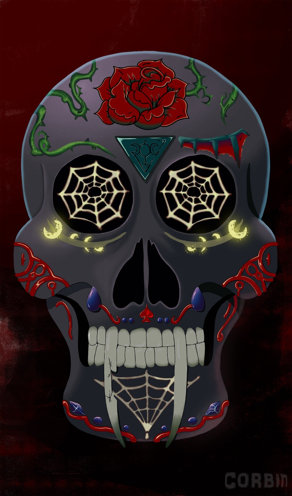 ArtStation - Jeweled rose skull