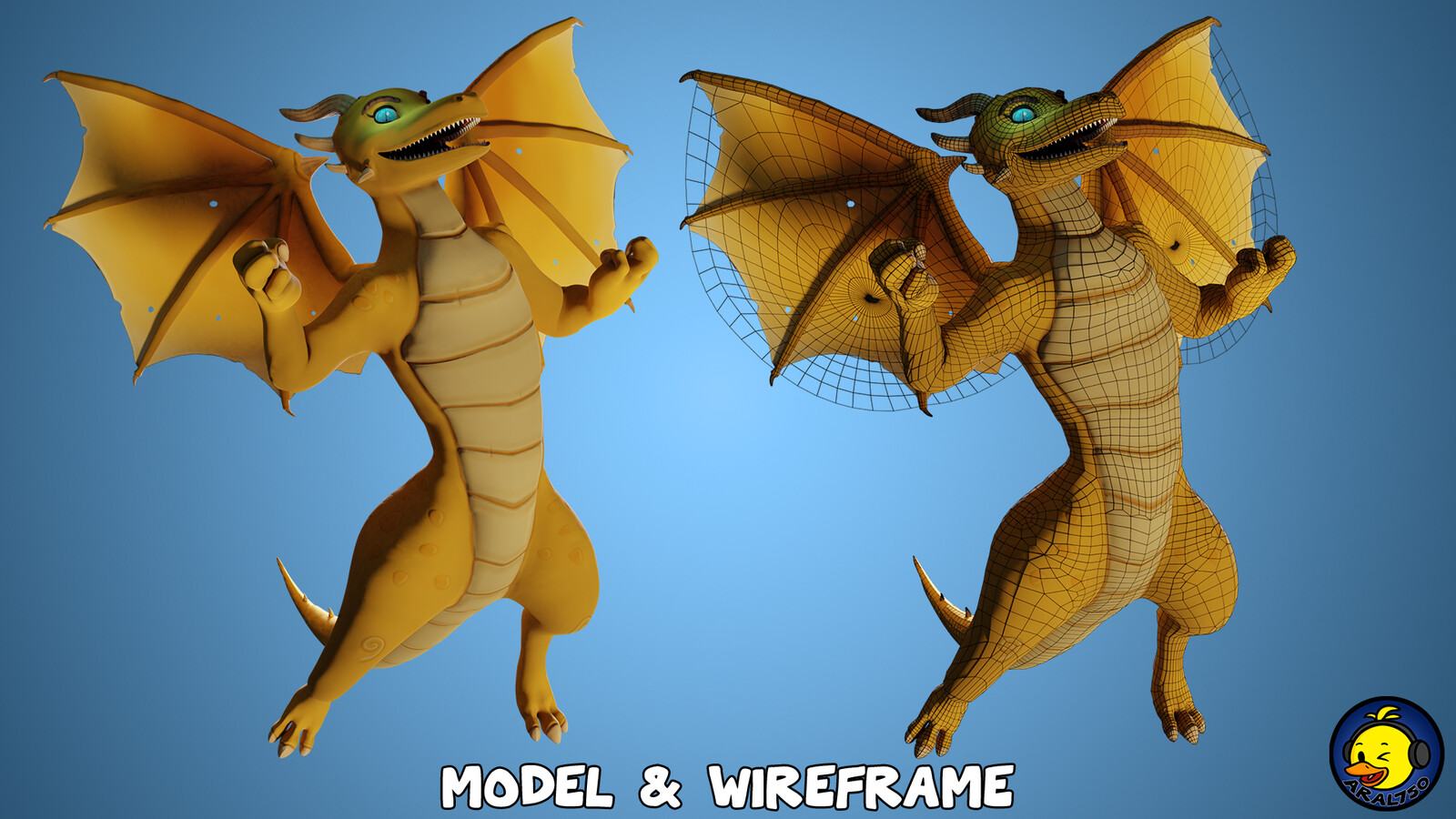 3D model with wireframe