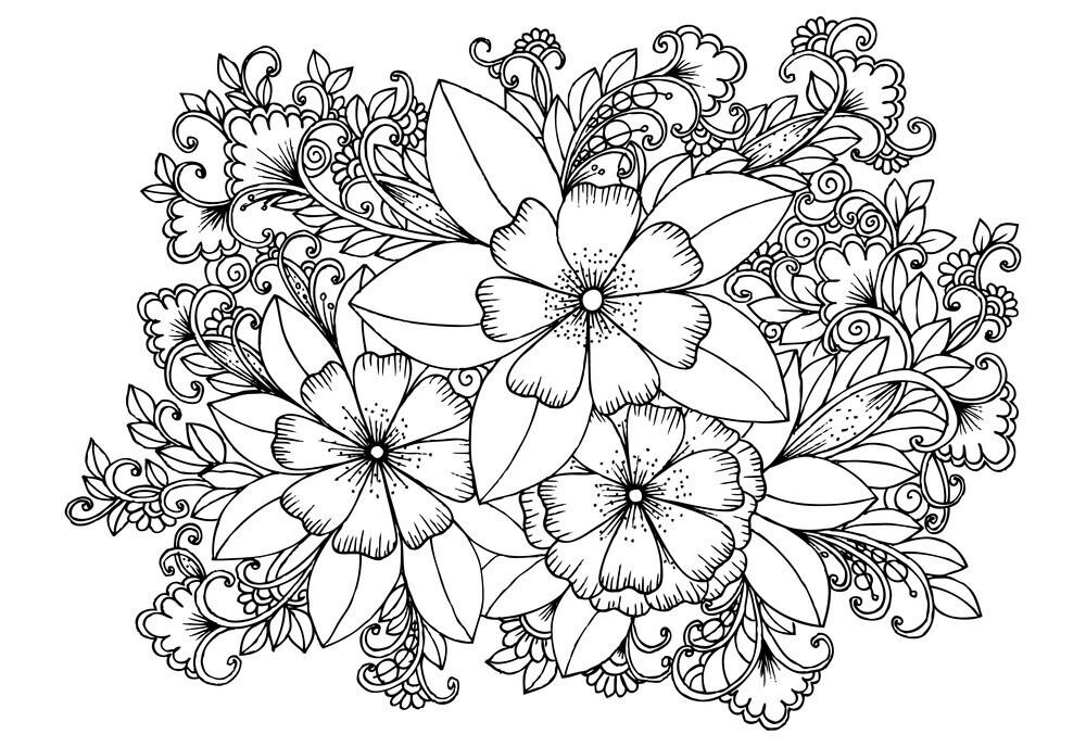 ArtStation - Black and white floral doodle