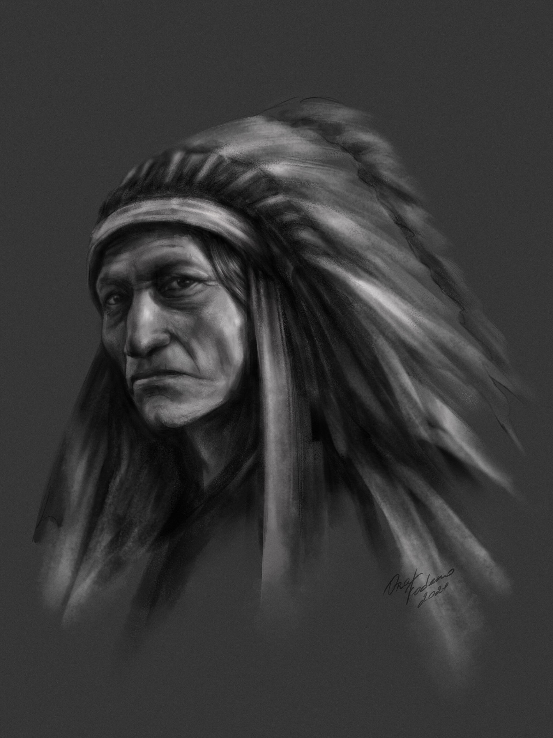 artstation-portrait-of-an-indian-chief-black-and-white-version