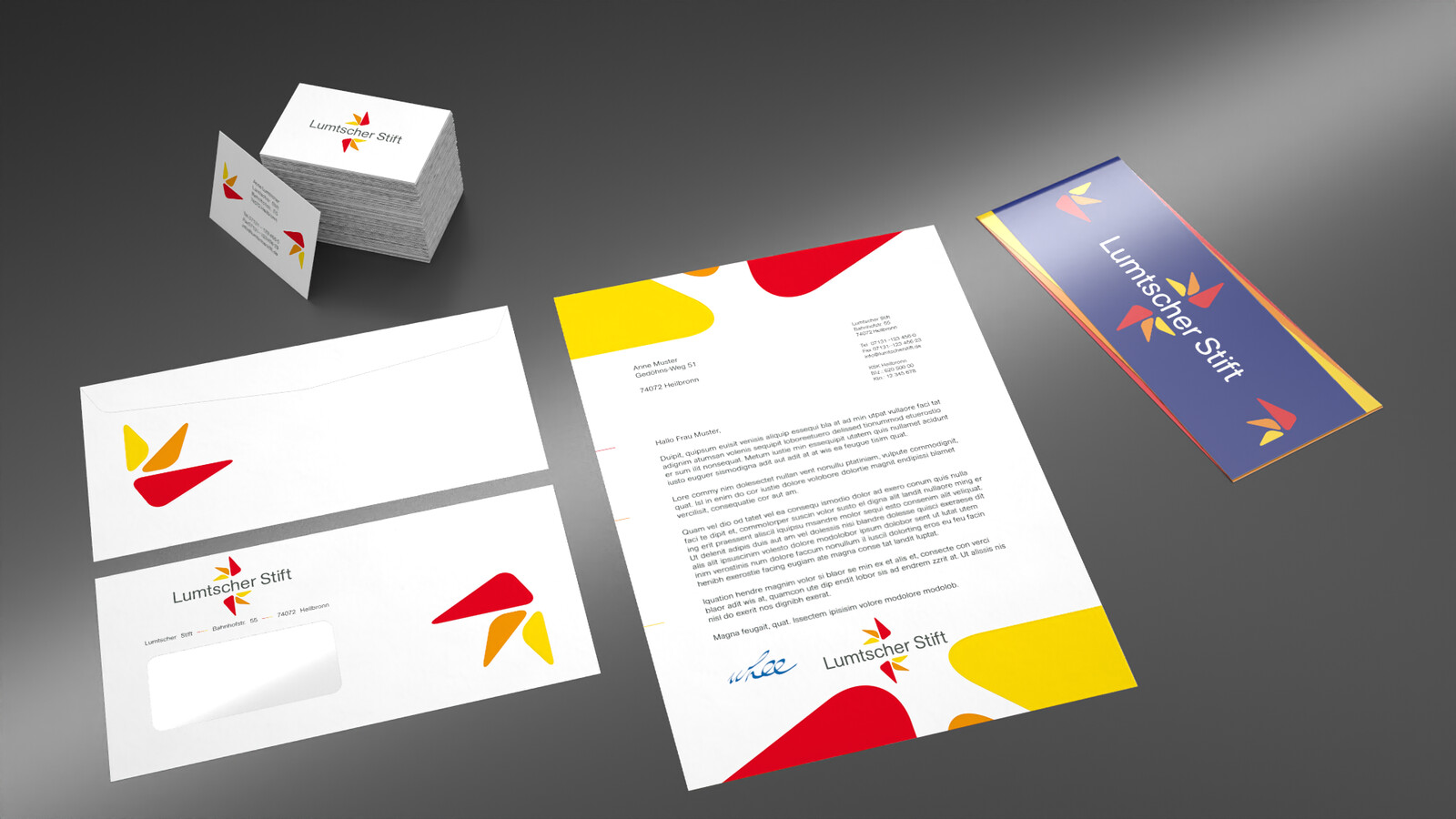 Letter, envelope and business card layouts
