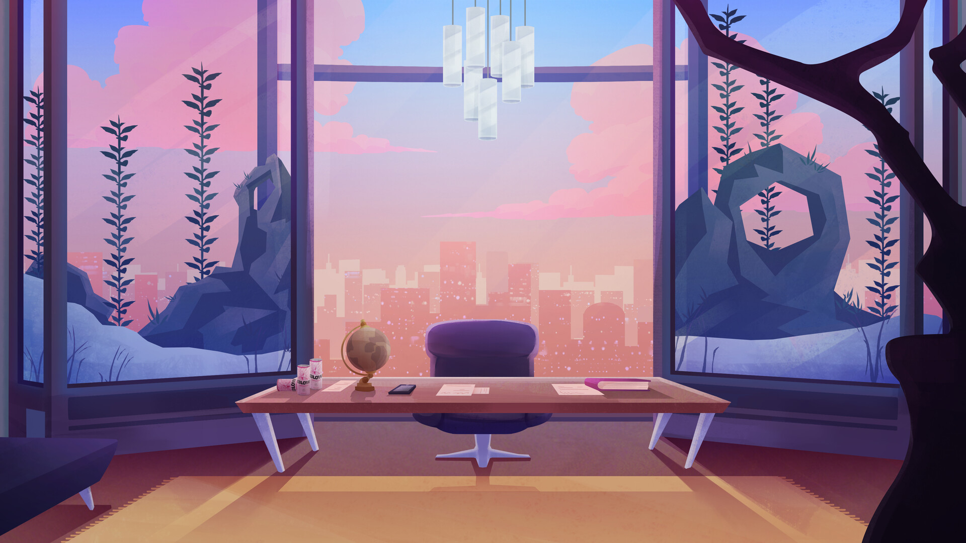 ArtStation - Office at sunset