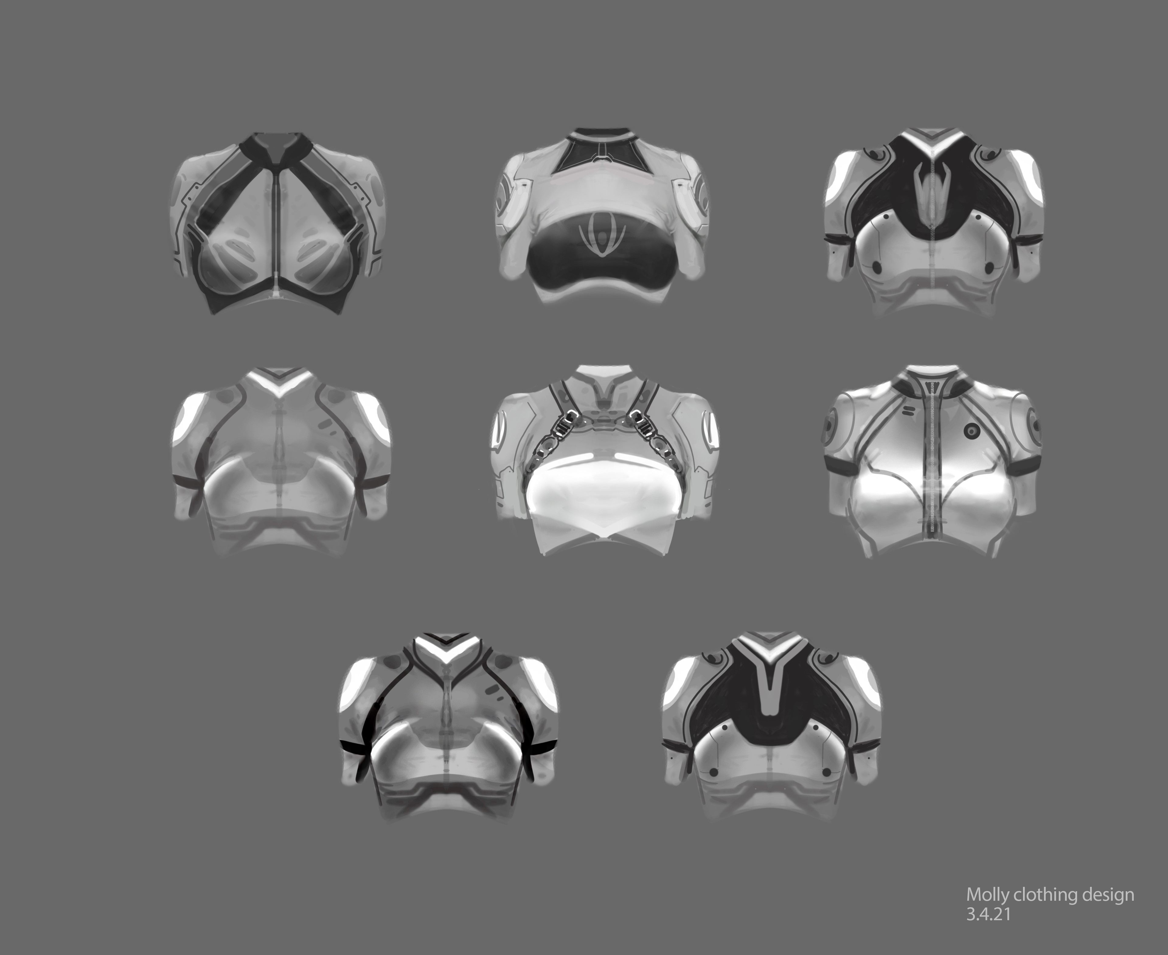 Step six: here I designed the main characters jumpsuit that will appear on the cover art