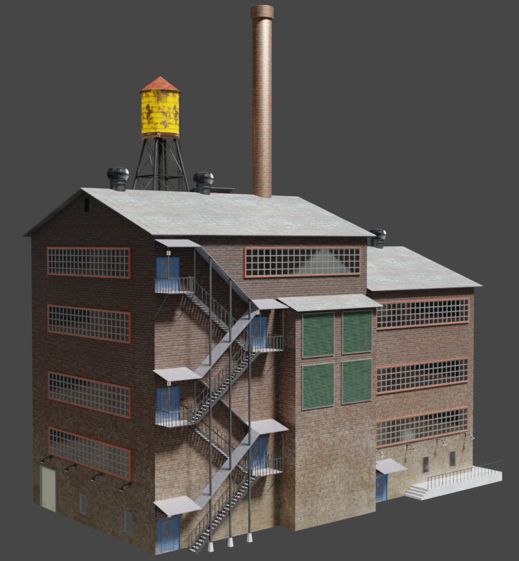 8/29 Building textured and weathered for game asset.