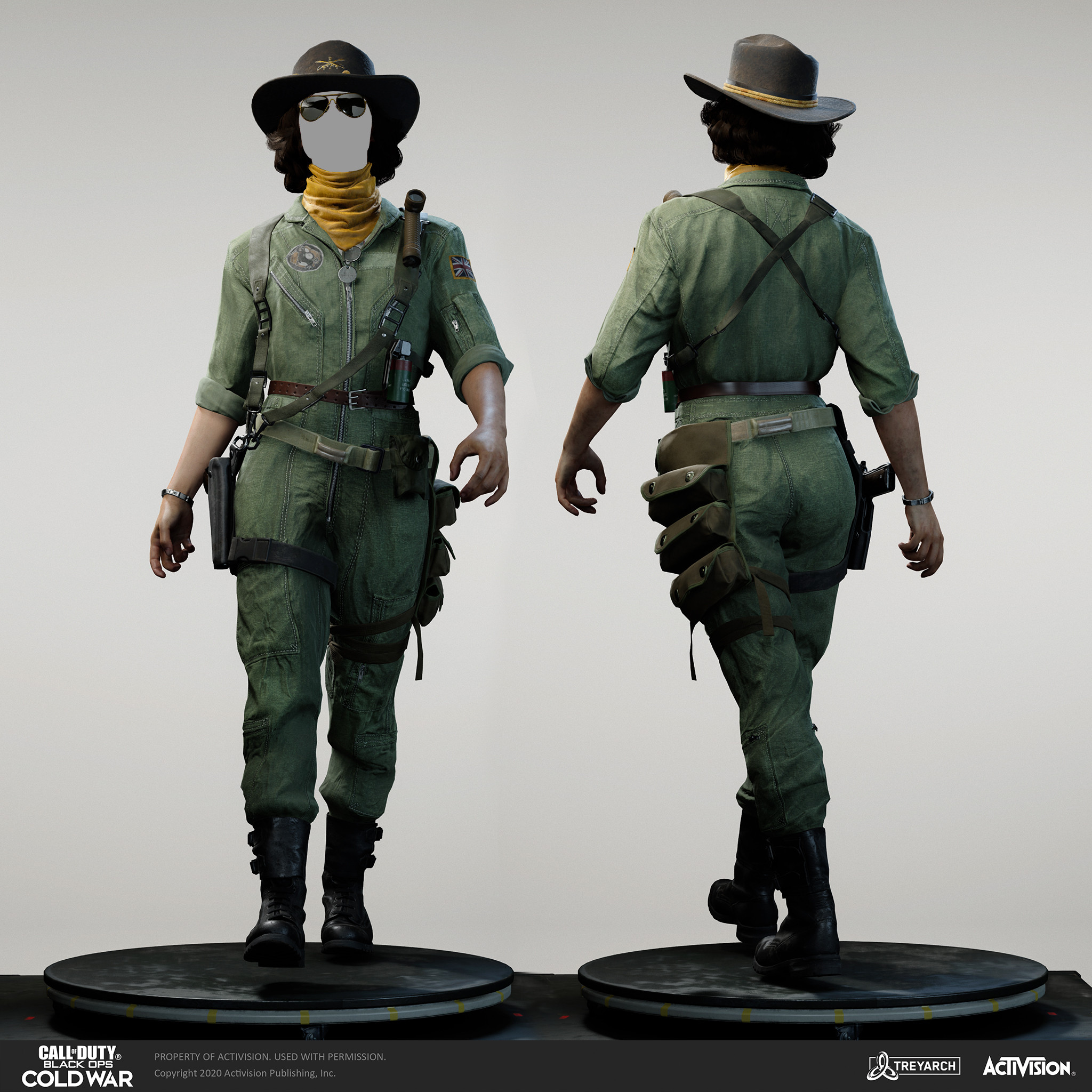 Helen Park - Napalm.  I was responsible for design, game mesh, and textures/materials. Individual models/bakes used on the character were created by the Treyarch, SHG, Raven, and OS teams. Head and hair model by Outsource  team, Scott Wells, Wren Cromwell