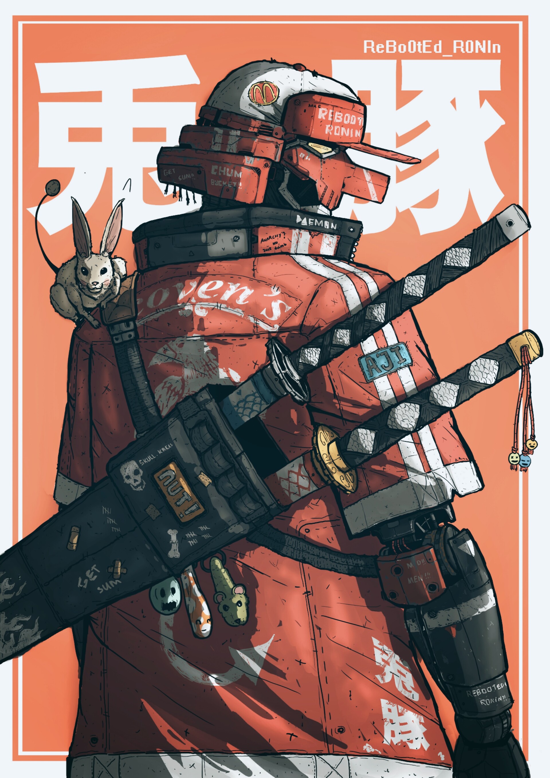 ArtStation - a robot samurai hat guy