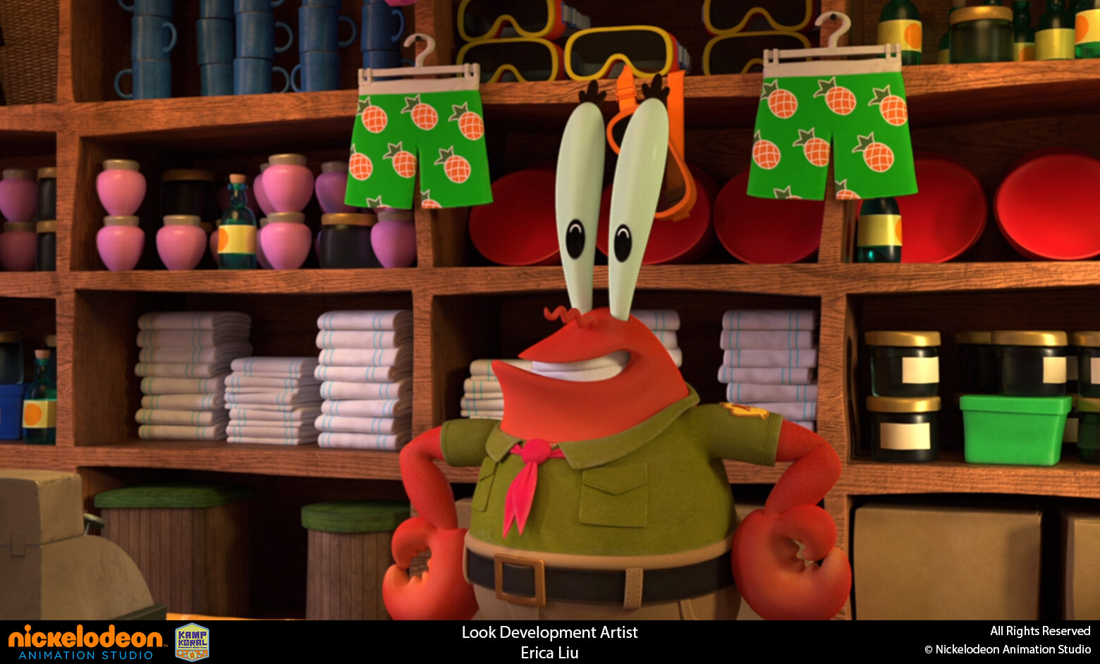 Responsible for look development and texture of Mr. Krabs
