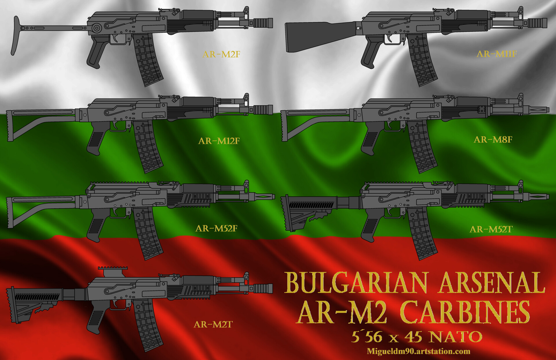 Artstation Bulgarian Arsenal Ar M2 Carbine Family 5 56 Caliber