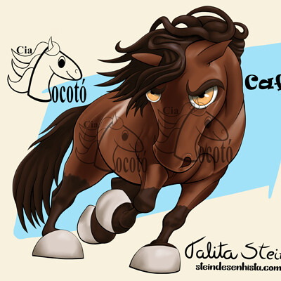 Friesian: Desenho realista de cavalo Frísio baseado em foto de