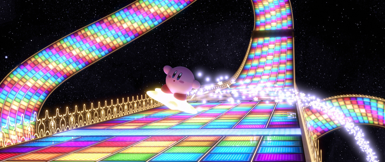ArtStation - Kirby on Mario Kart Rainbow Road