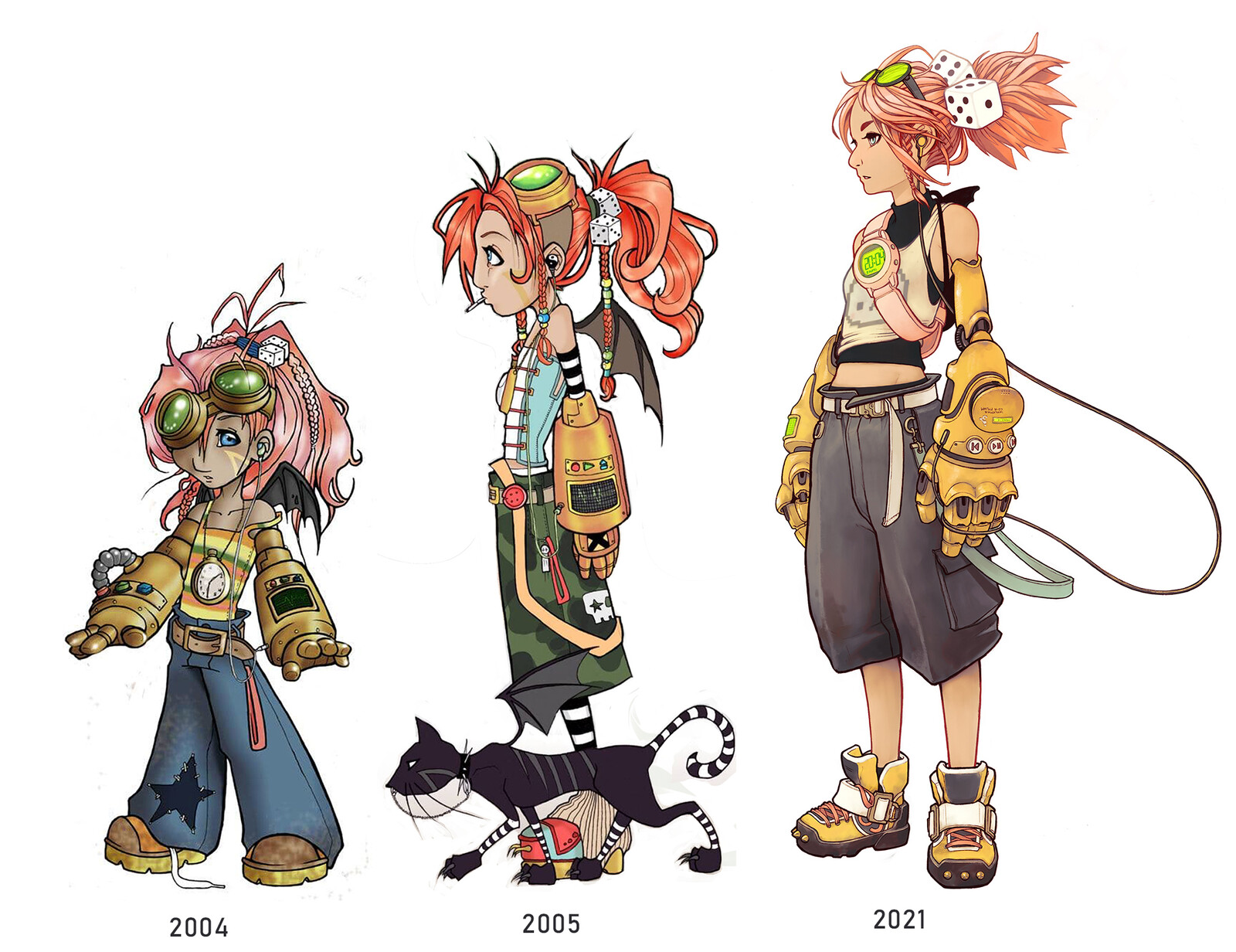 Side by side with the original designs I made as a teen.