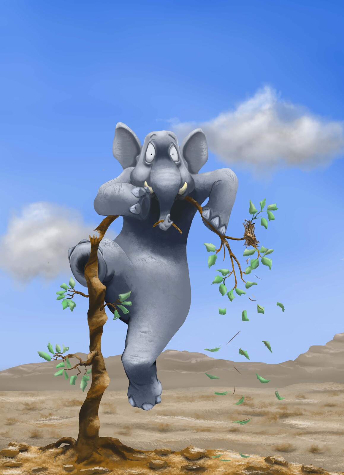 The elephant makes its nest