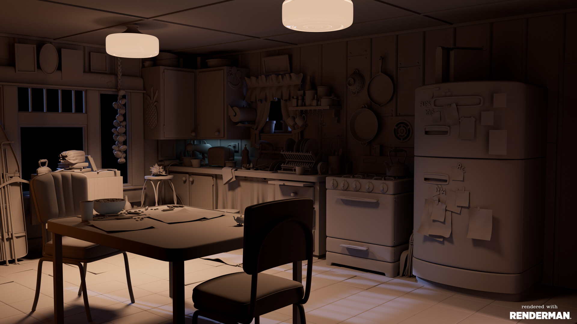vejledning Ulempe Forladt ArtStation - Pixar's PUP Kitchen Clay Night Lighting