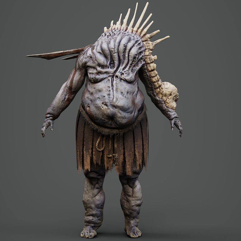 Warped Bloated Undead Warrior - Low Poly
