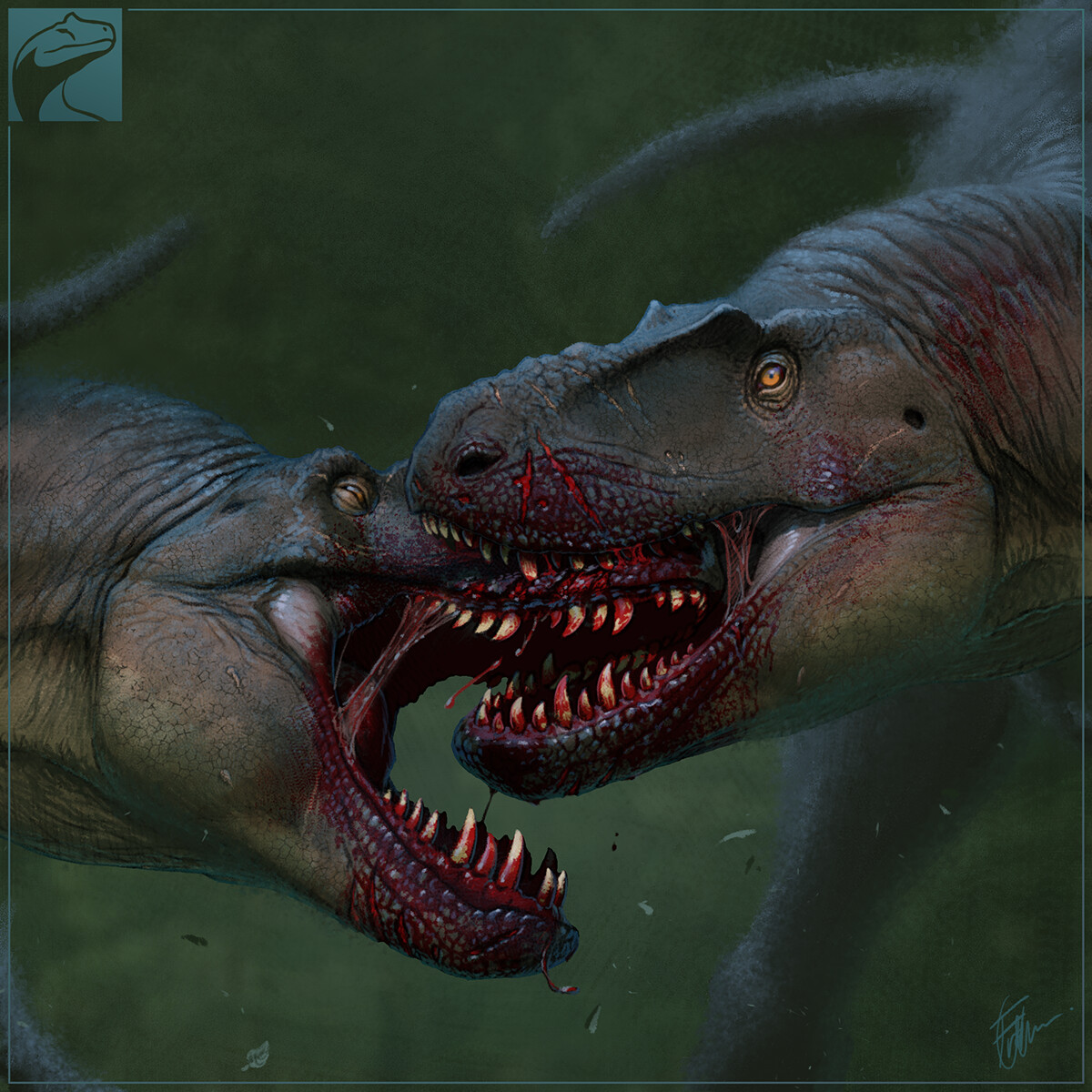 tiranosaurio - Tyrannosaurus rex - Página 5 Frederic-wierum-theropod-face-biting-1