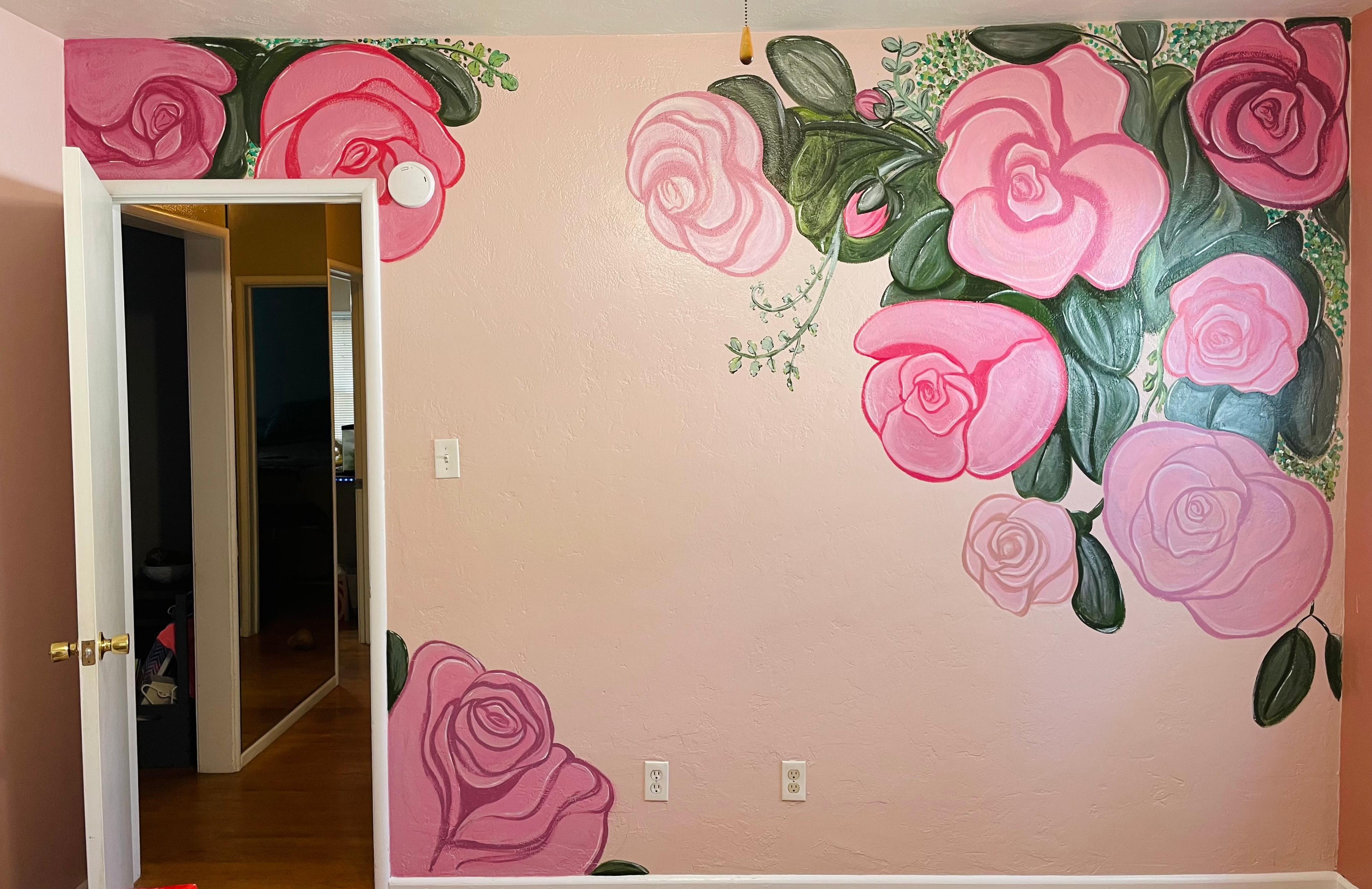 Pastel Roses Nursery Wall Mural