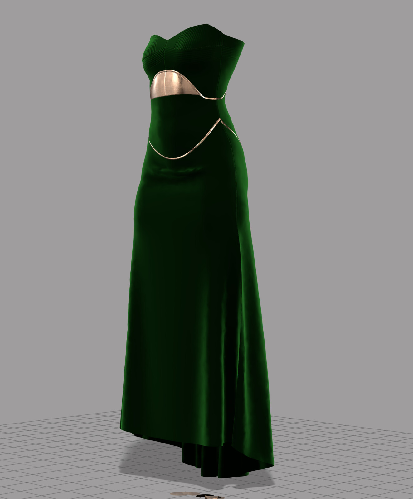 Green Scarab velvet evening gown