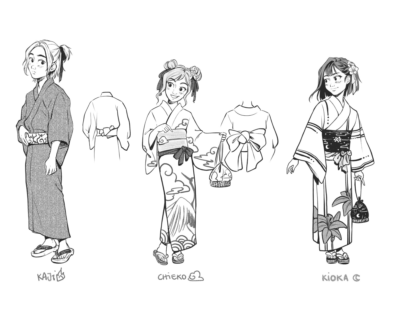 Character design for manga story "Kioka. La profecía al otro lado del espejo" part 1.