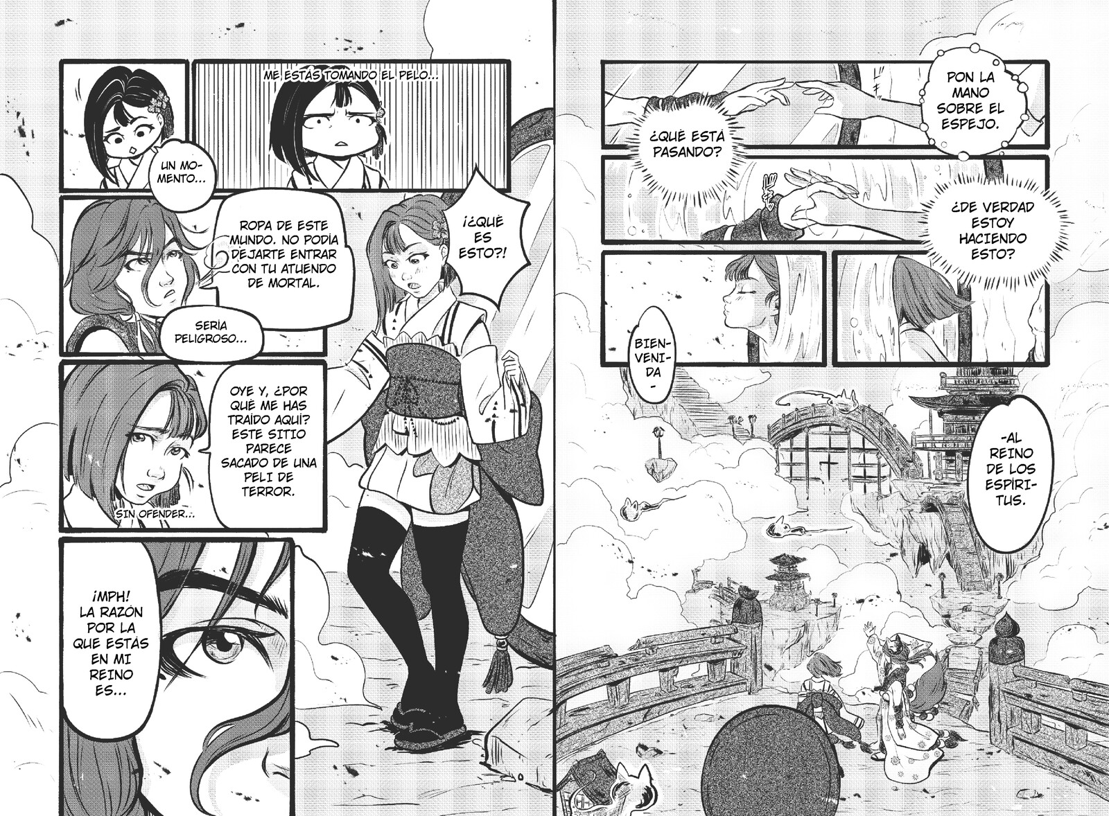 Pages for manga story "Kioka. La profecía al otro lado del espejo" part 1.
