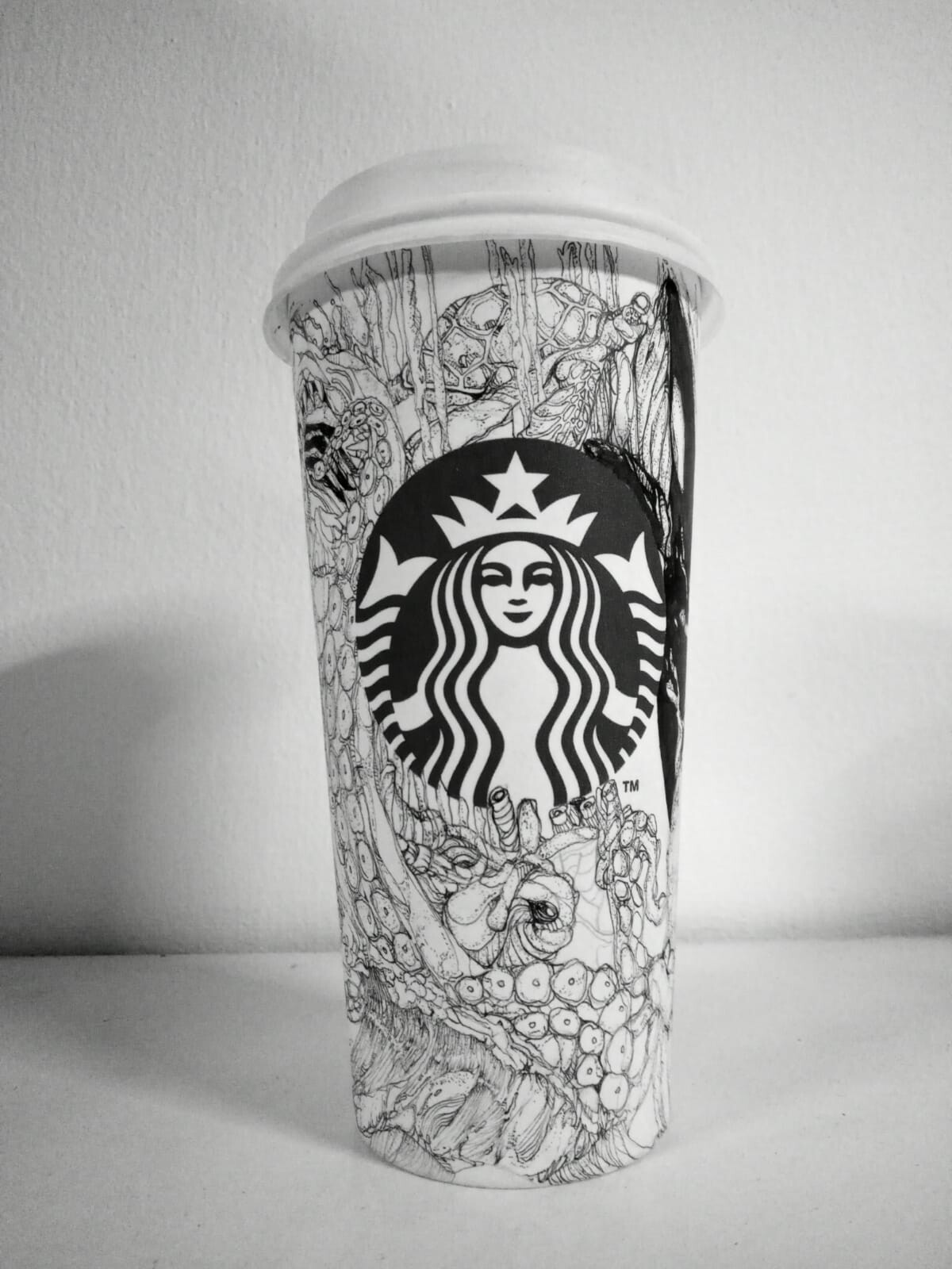 Starbucks cup drawing top