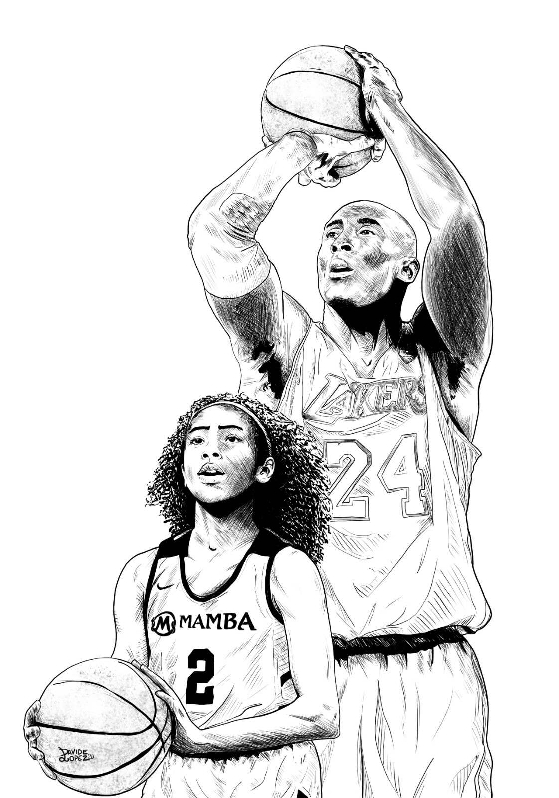 Kobe Bryant, Drawing by Rémi Capobianco