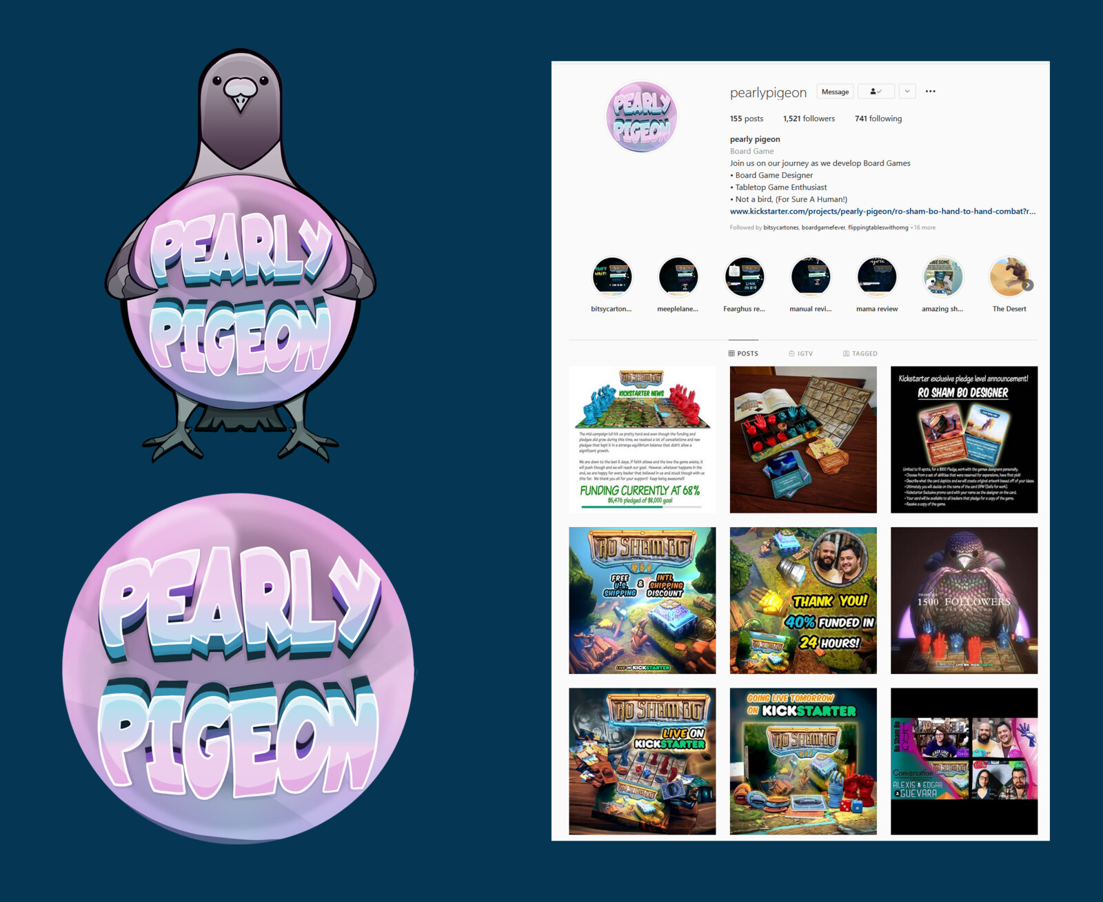 Pearly Pigeon is a Board Game company based in NYC, I wanted to make sure the logo reflects that, while keeping it fun and adorable!
The logo was created in Photoshop.