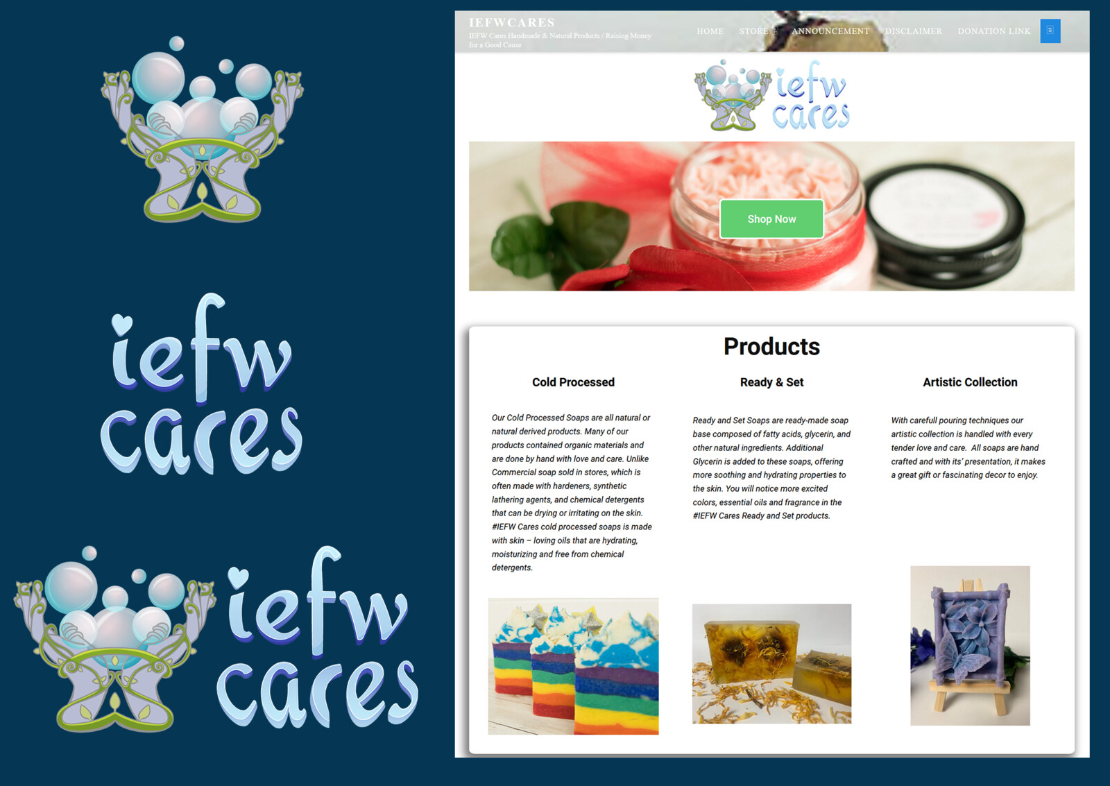 iefwcares is a company that makes Handmade &amp; Natural Products, Raising Money for a Good Cause
The logo was drawn and created in Photoshop.