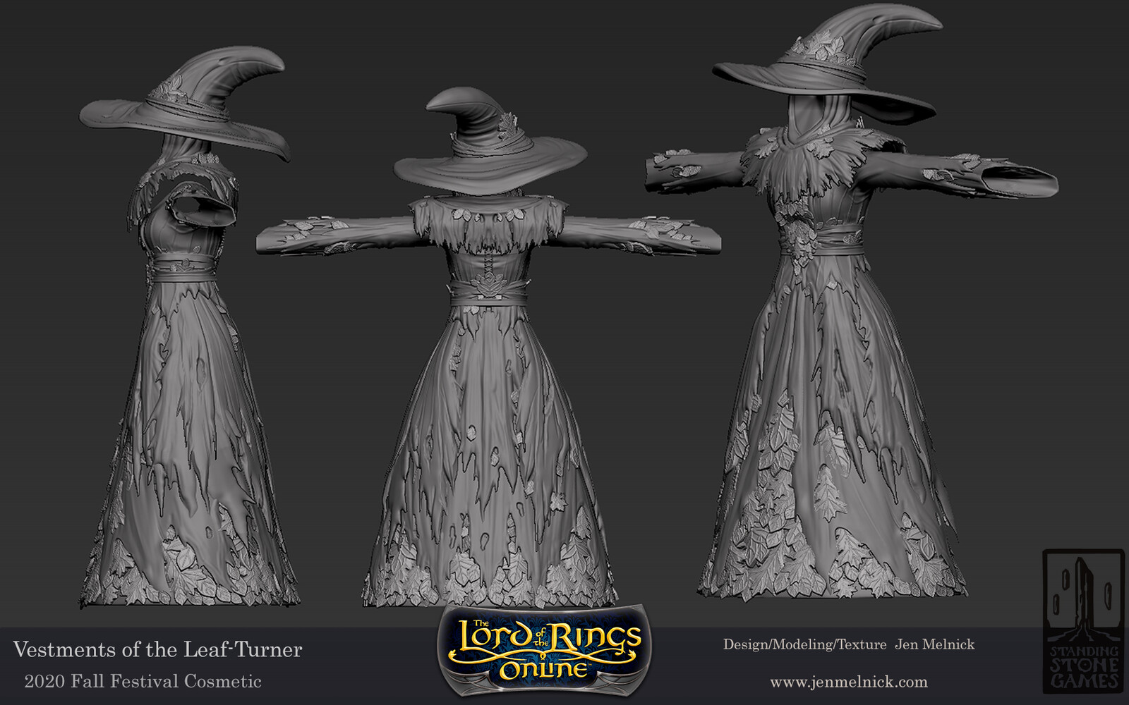 Lord of the Rings Online
Vestments of the Autumn Sage
Fall Festival 2020
Dress, Shoulders, and Hat sculpts