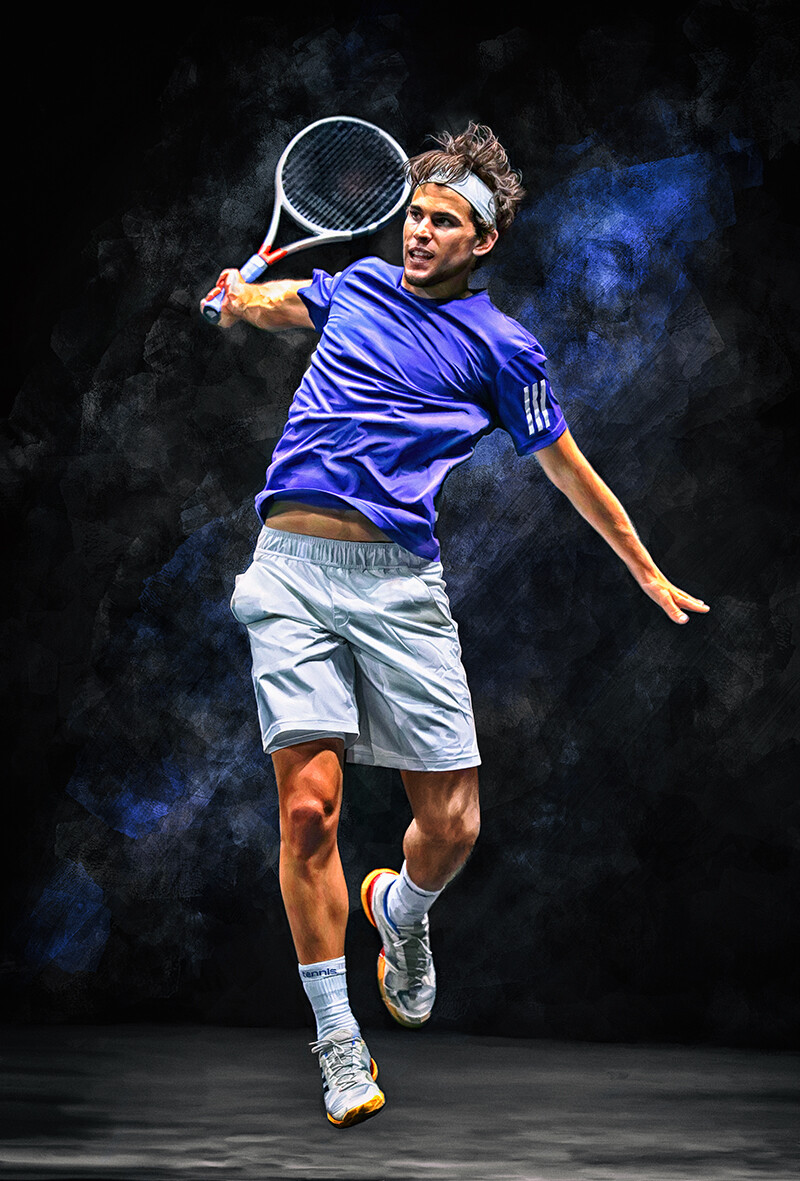 ArtStation - Dominic Thiem at Laver Cup 2017. Digital artwork print poster.  Tennis fan art gift.