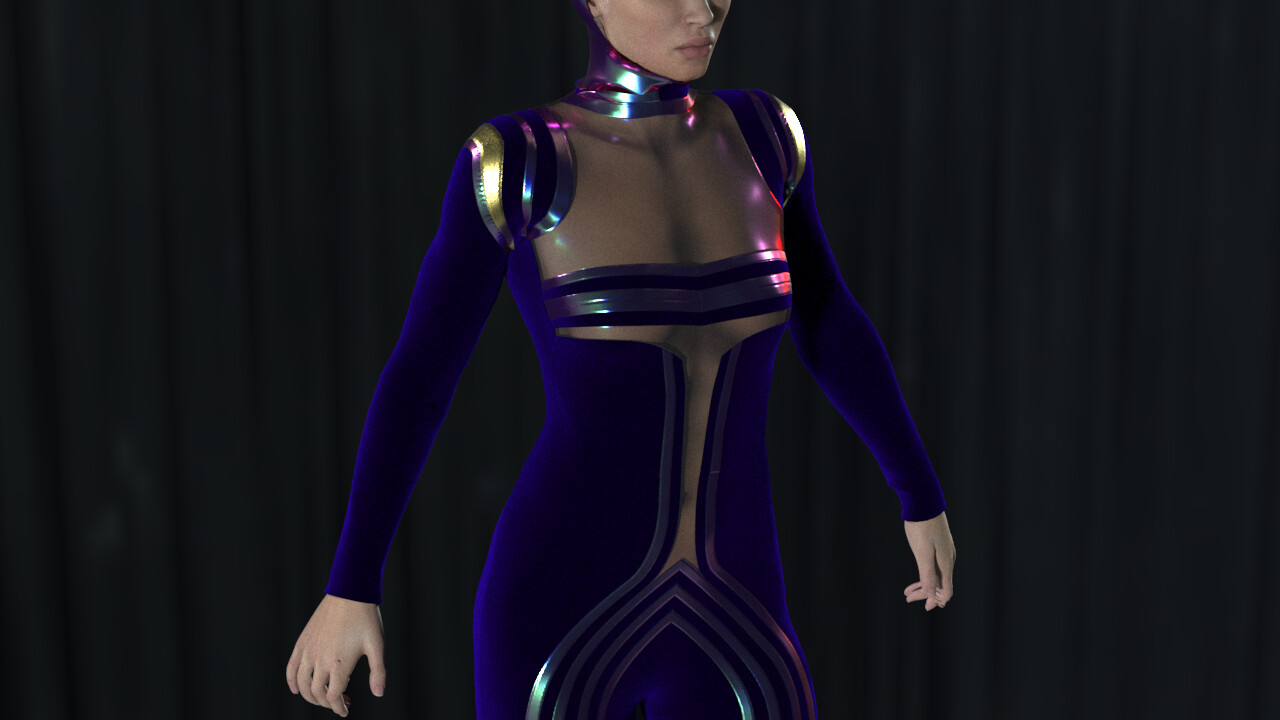 Catsuit spacesuit VELVET variation, designed and rendered in Clo3D by Suzana Pezo Sommerfeld