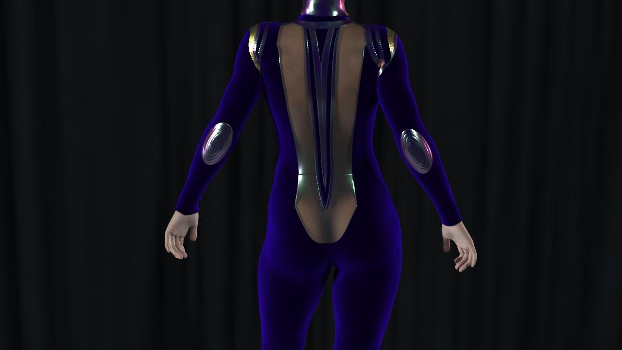 Catsuit spacesuit VELVET variation, designed and rendered in Clo3D by Suzana Pezo Sommerfeld