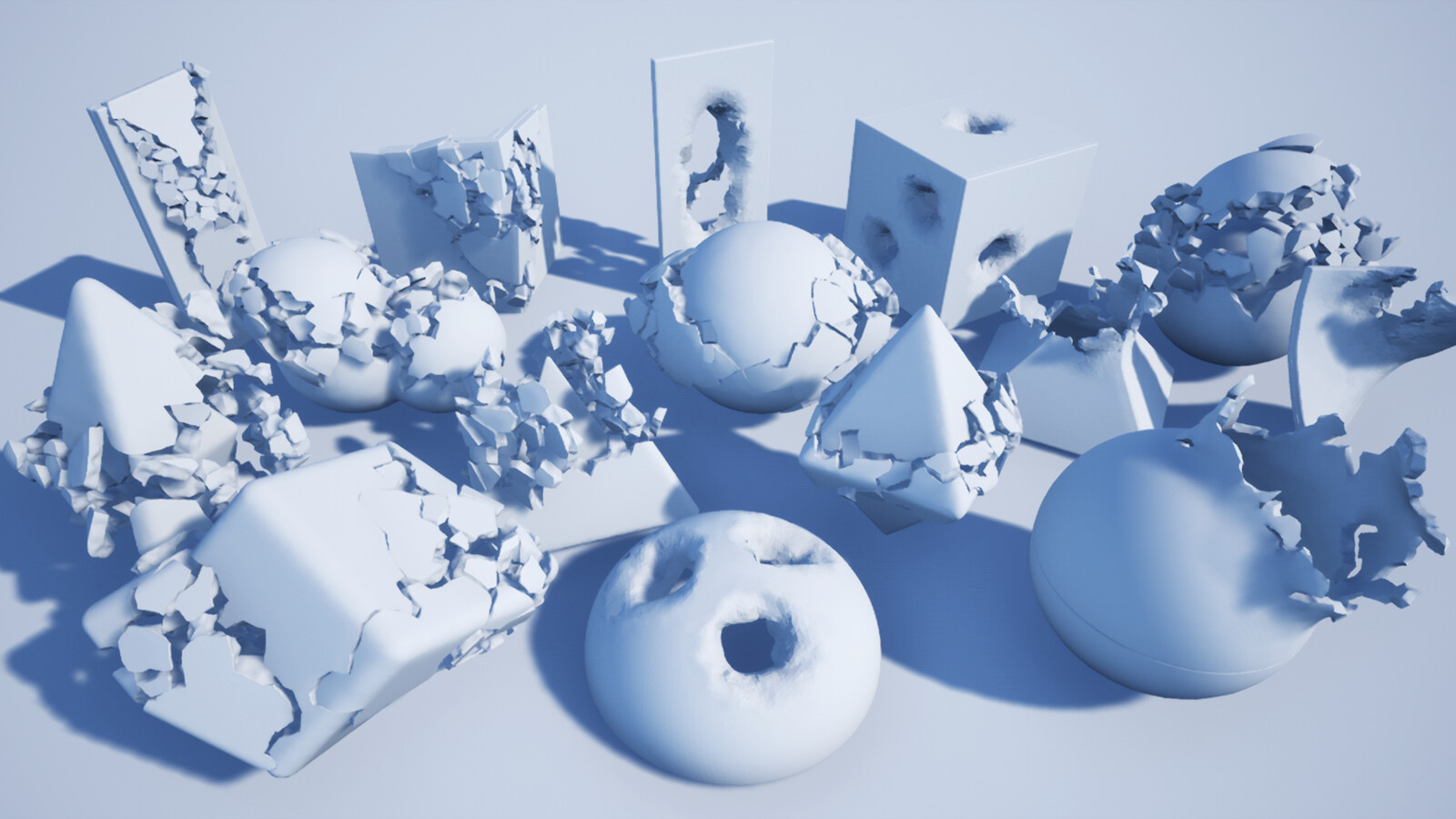 A variety of these sculptures brought into Unreal Engine.