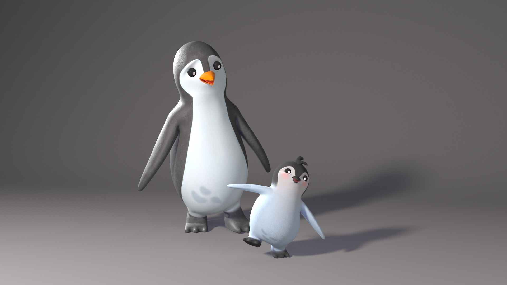 ArtStation - Mom and Baby Penguin