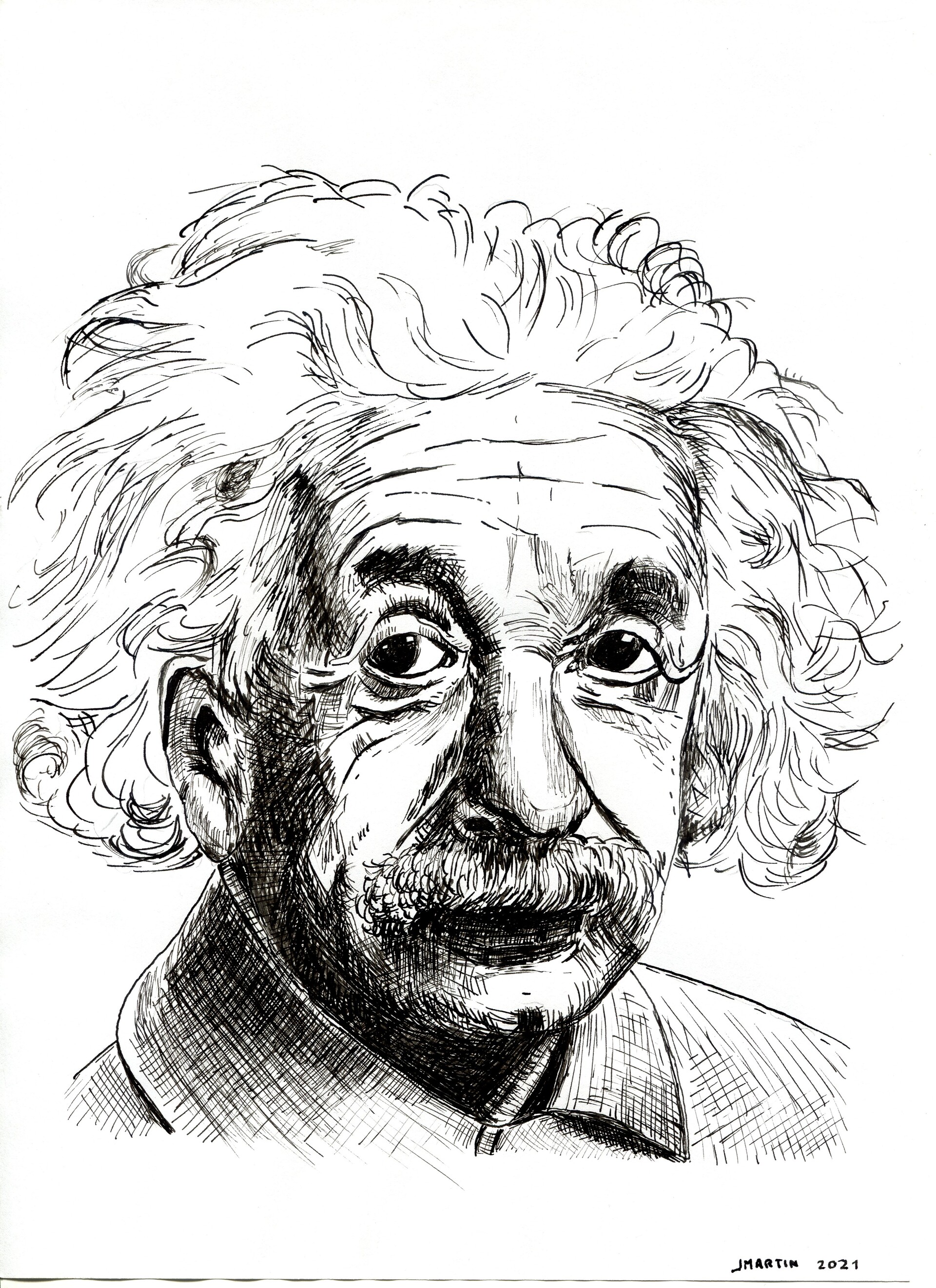 Albert Einstein drawing extreme details 
