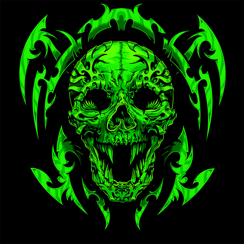 Best Horror  Green And Purple Skull Wallpaper Download  MobCup