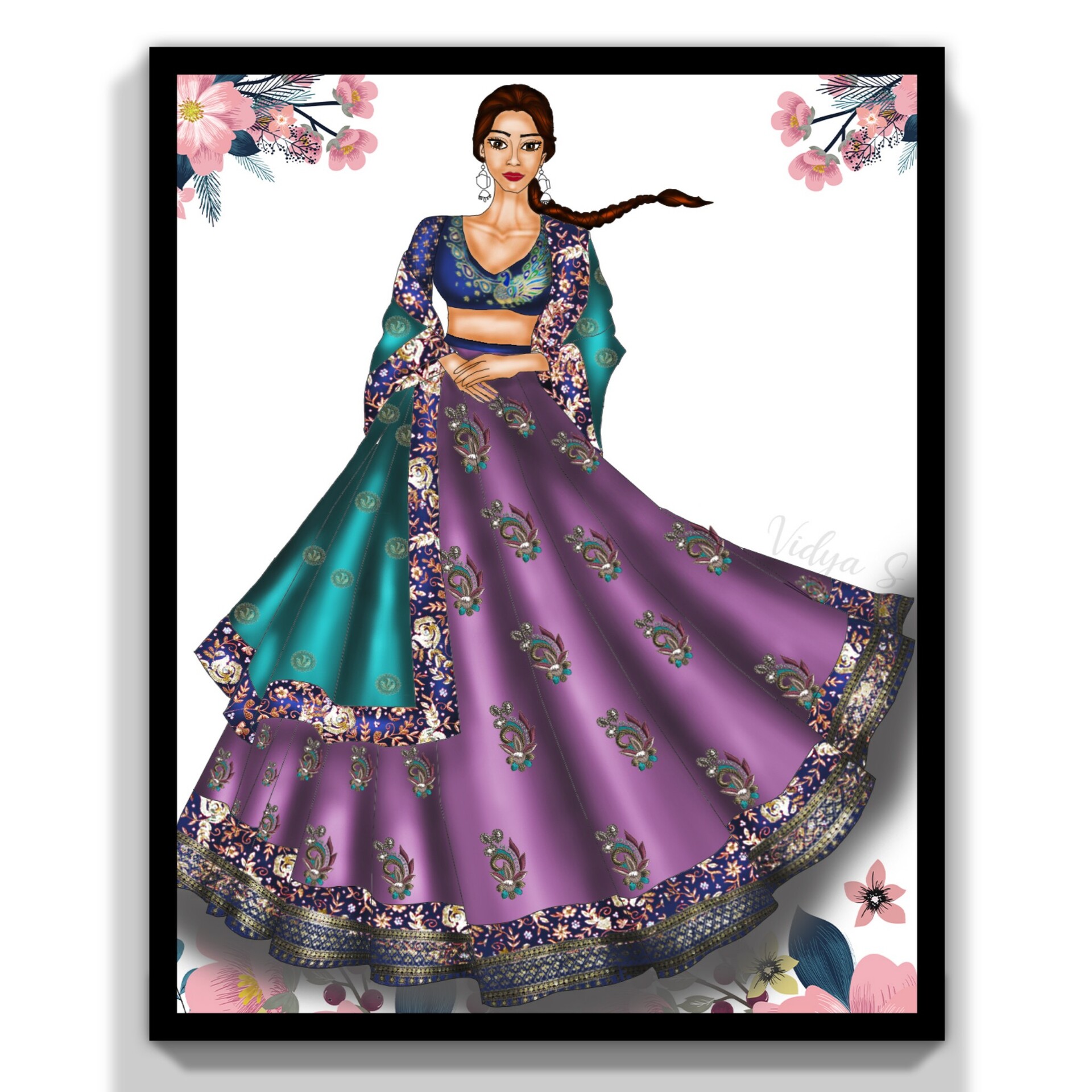 ArtStation Indian wear illustration done in Adobe Photoshop