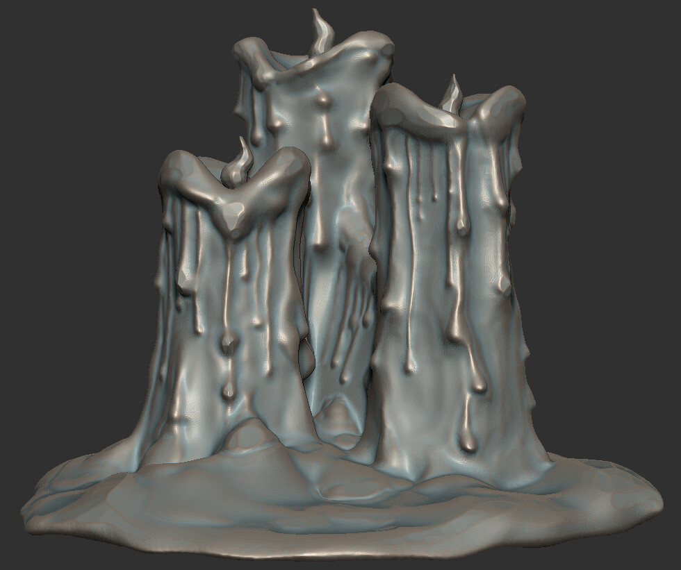 High poly sculpt of the candle group, in Zbrush