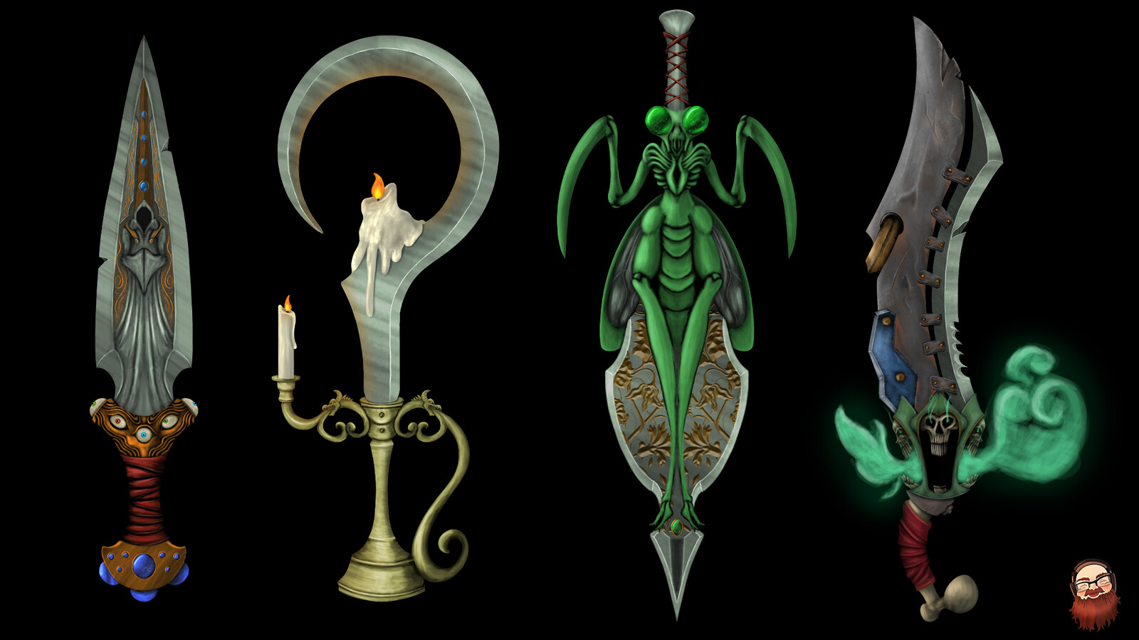 in Order: Shadow, Light, Insect-Like, and Ghostly
