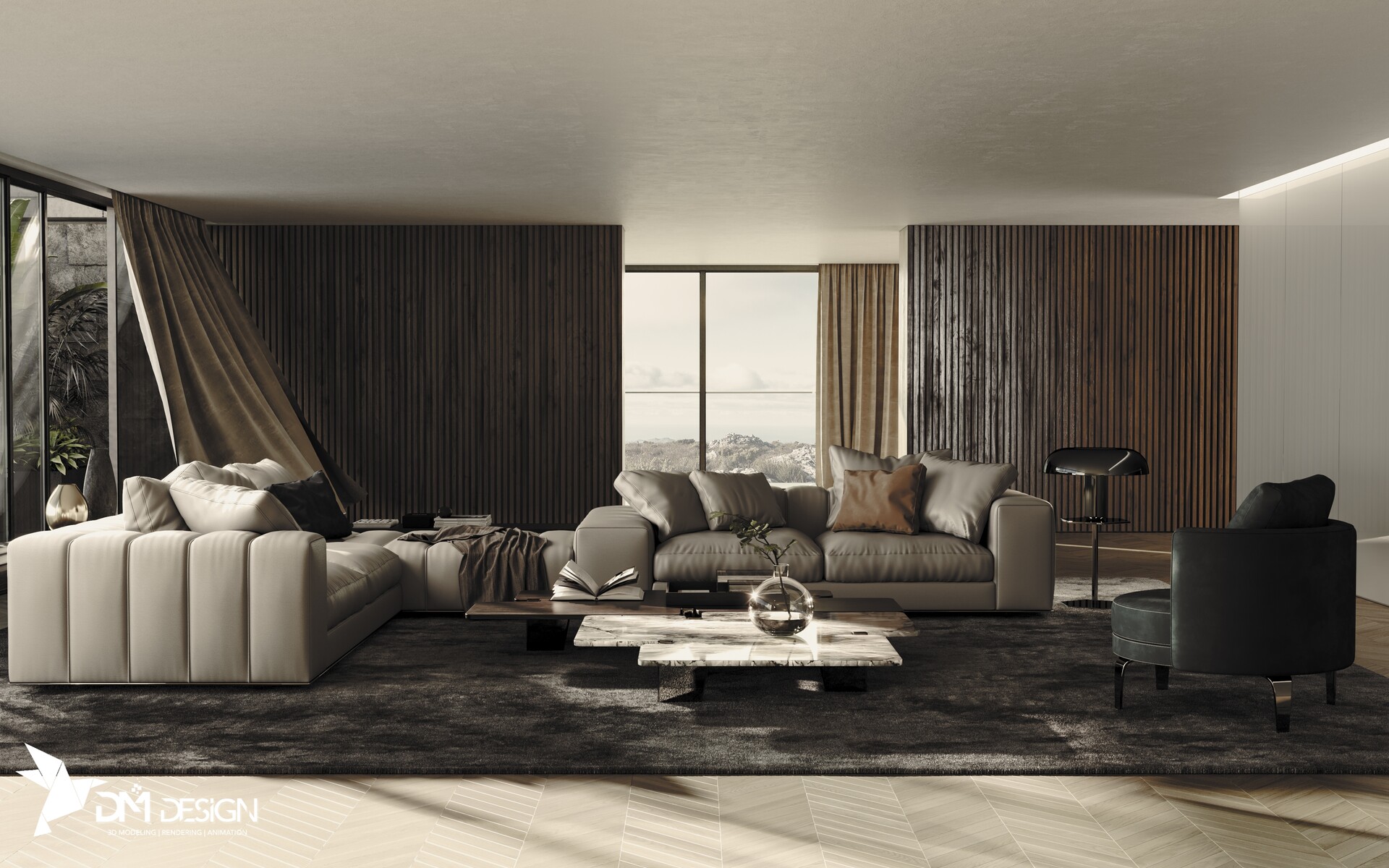 ArtStation - 3D Visualization - Modern Living room