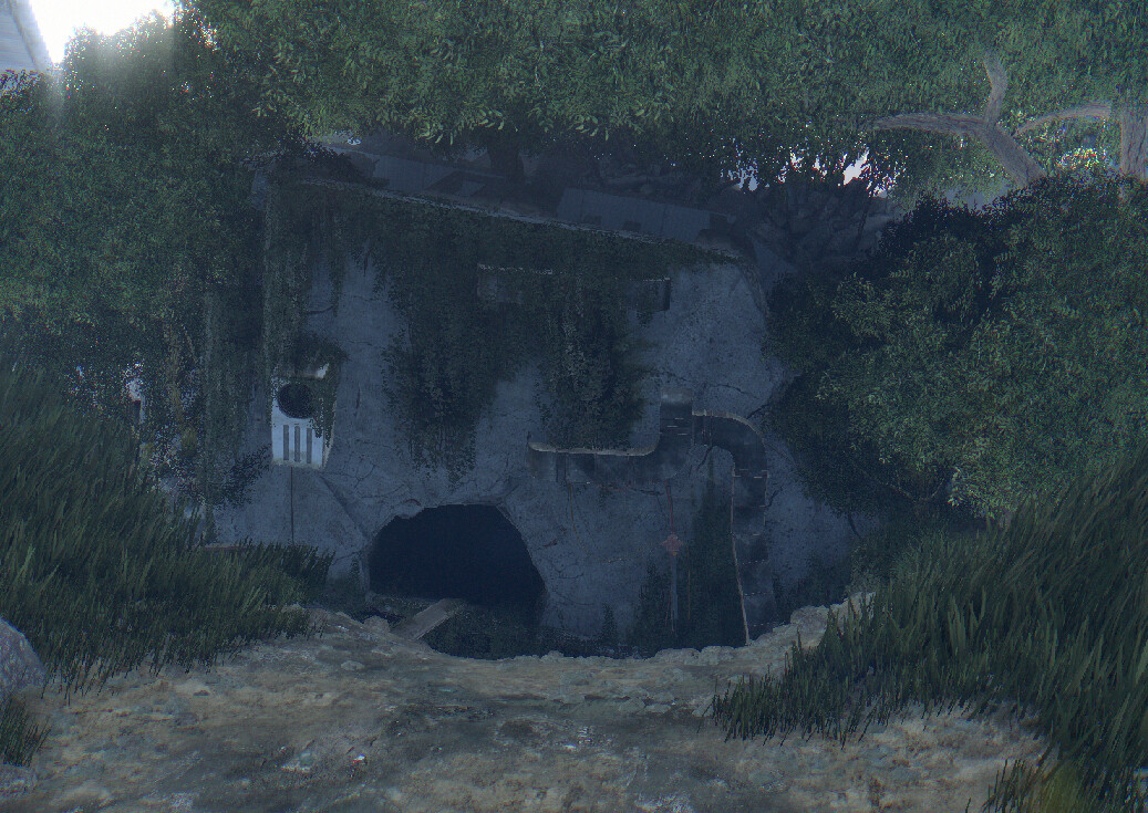Scale was used extensively throughout the map, particularly around quest objectives. Entrence to the ruins, its the roof of a fallen skyscraper. Its supposed to give the player a feeling of entering the gaping mouth of a monster.