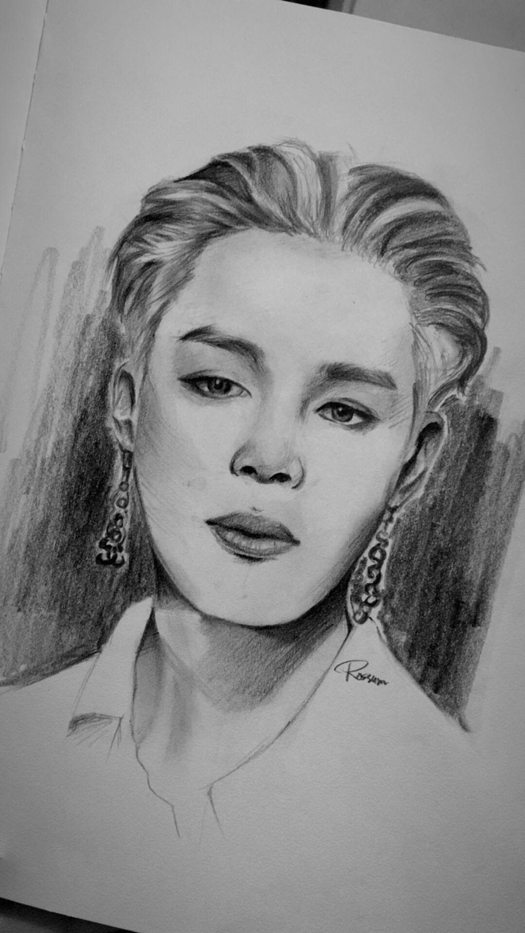Todays drawtober Jimin drawing sketch and  Alright Hello