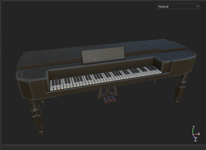Piano textured in Substance Painter