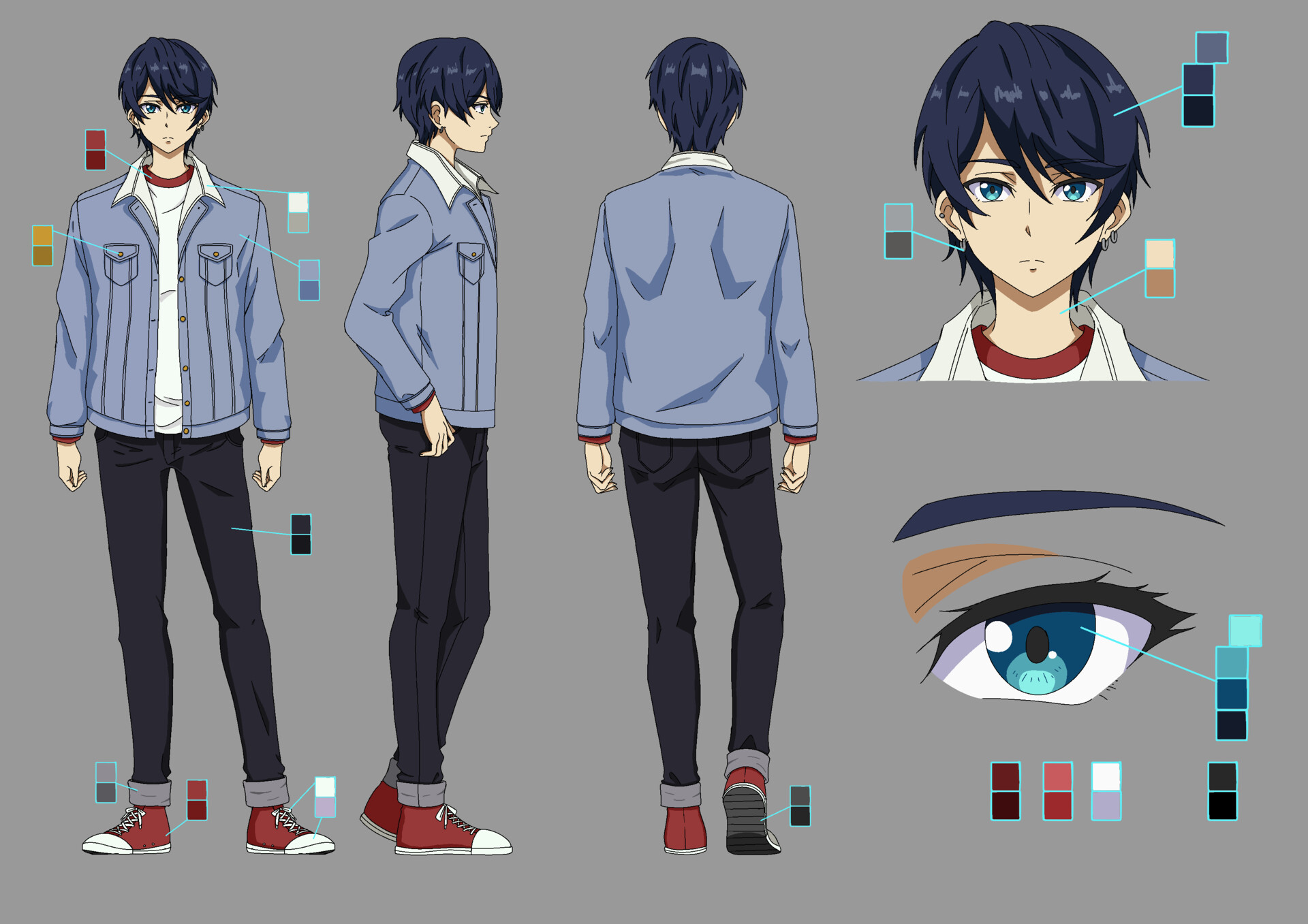 Make anime character design sheet by Nornart  Fiverr