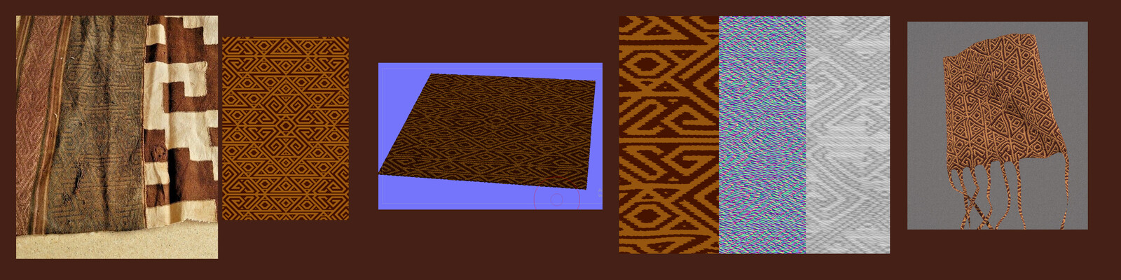 
once the script was finished I just applied it again to this new brocade pattern adding small variants and then exporting it to houdini, where I applied the LYNX_fabric plugin created by lucas Scheller