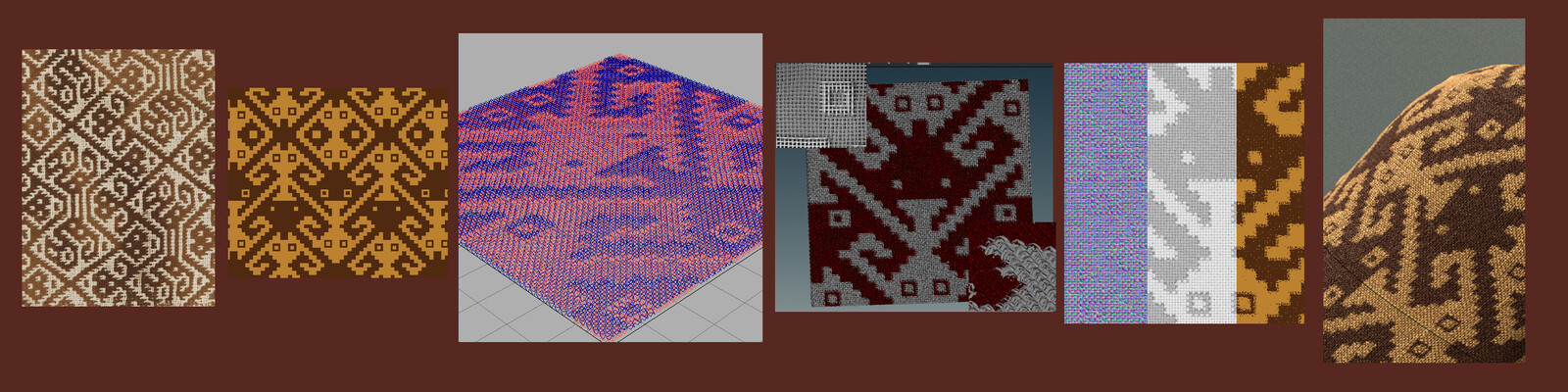 Double-sided fabrics were very common in ancient times, to generate this new structure I combined my brocade script with the plain fabric one, giving satisfactory results.