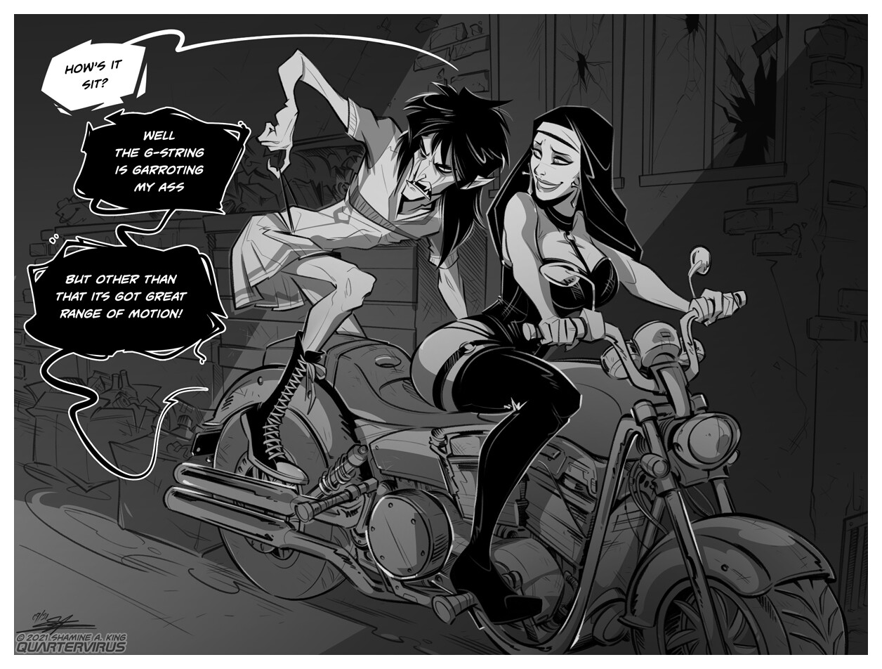 All this trouble for a comic because I really just needed to see Danae on a motorcycle.