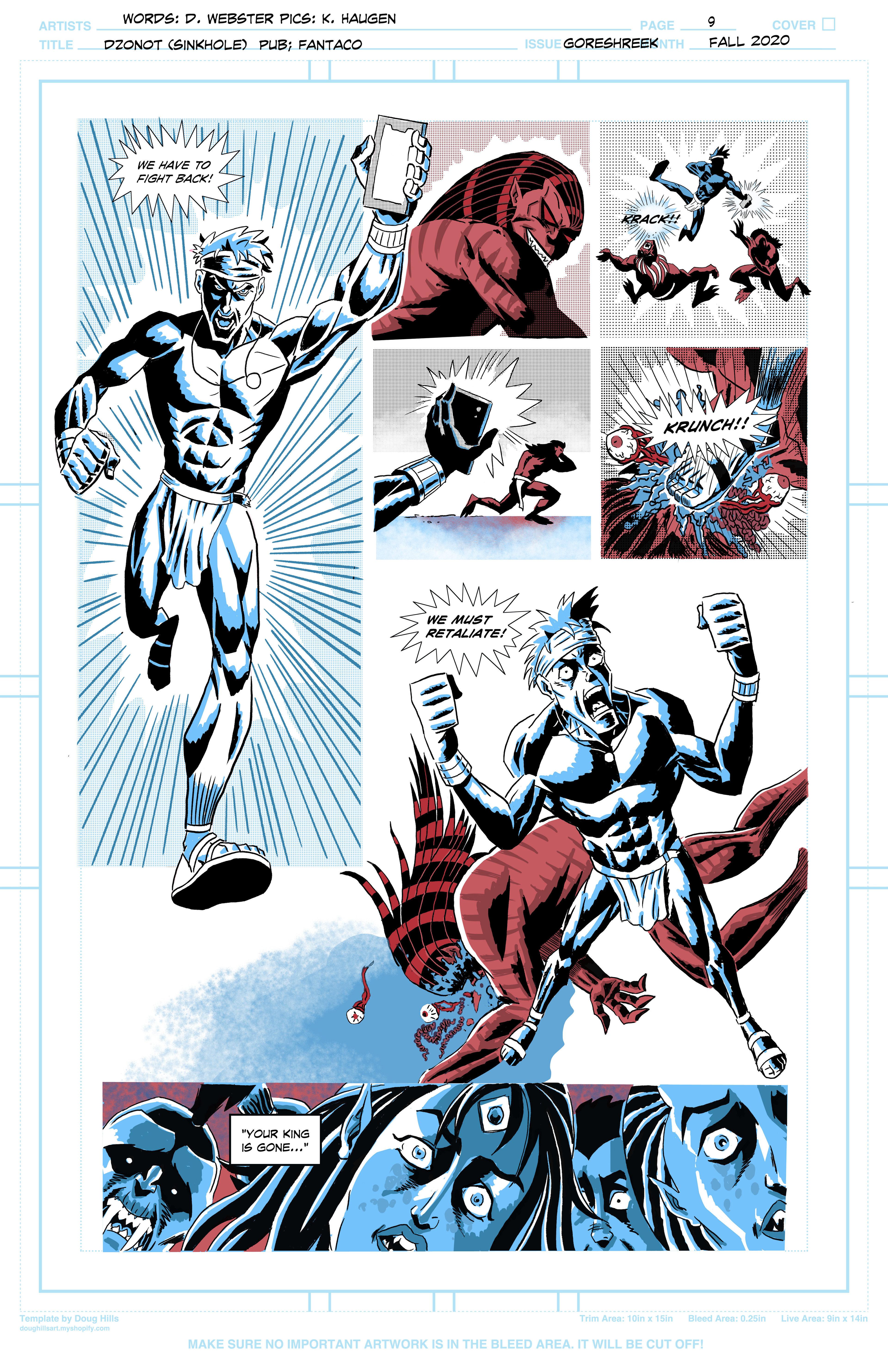 Pg. 9 of Dzonot for the FantaCo anthology: Shriek (Oct. 2021). Written by Dennis Webster.