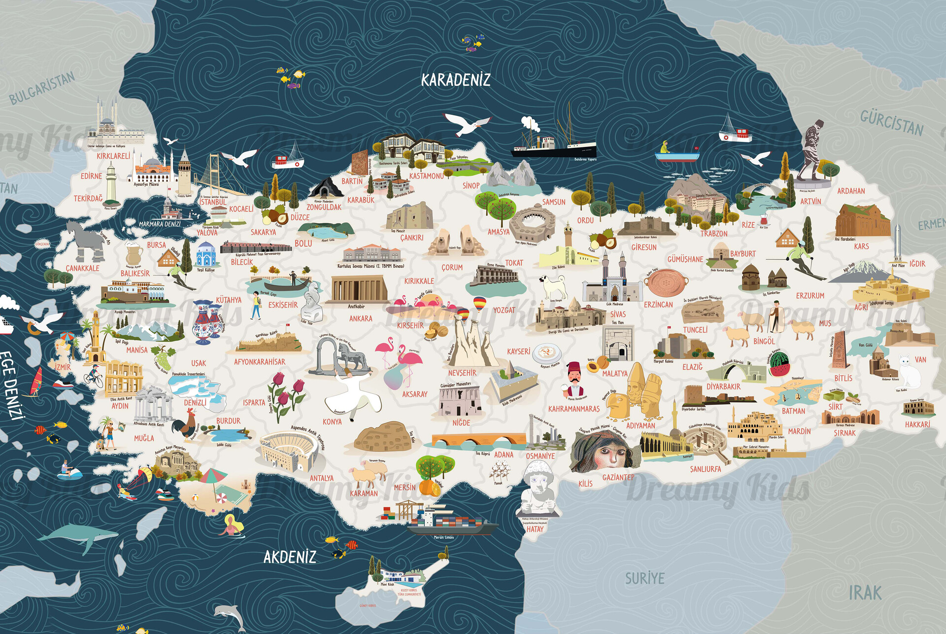 Artstation turkey map design of mural wallpaper