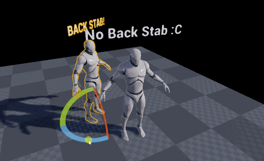 A simple backstab using normalized vector locations with dot product.